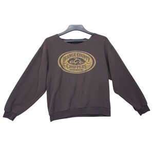 Orange County Choppers OCC Vintage Cut Neck Sweatshirt Brown Biker Graphic Large